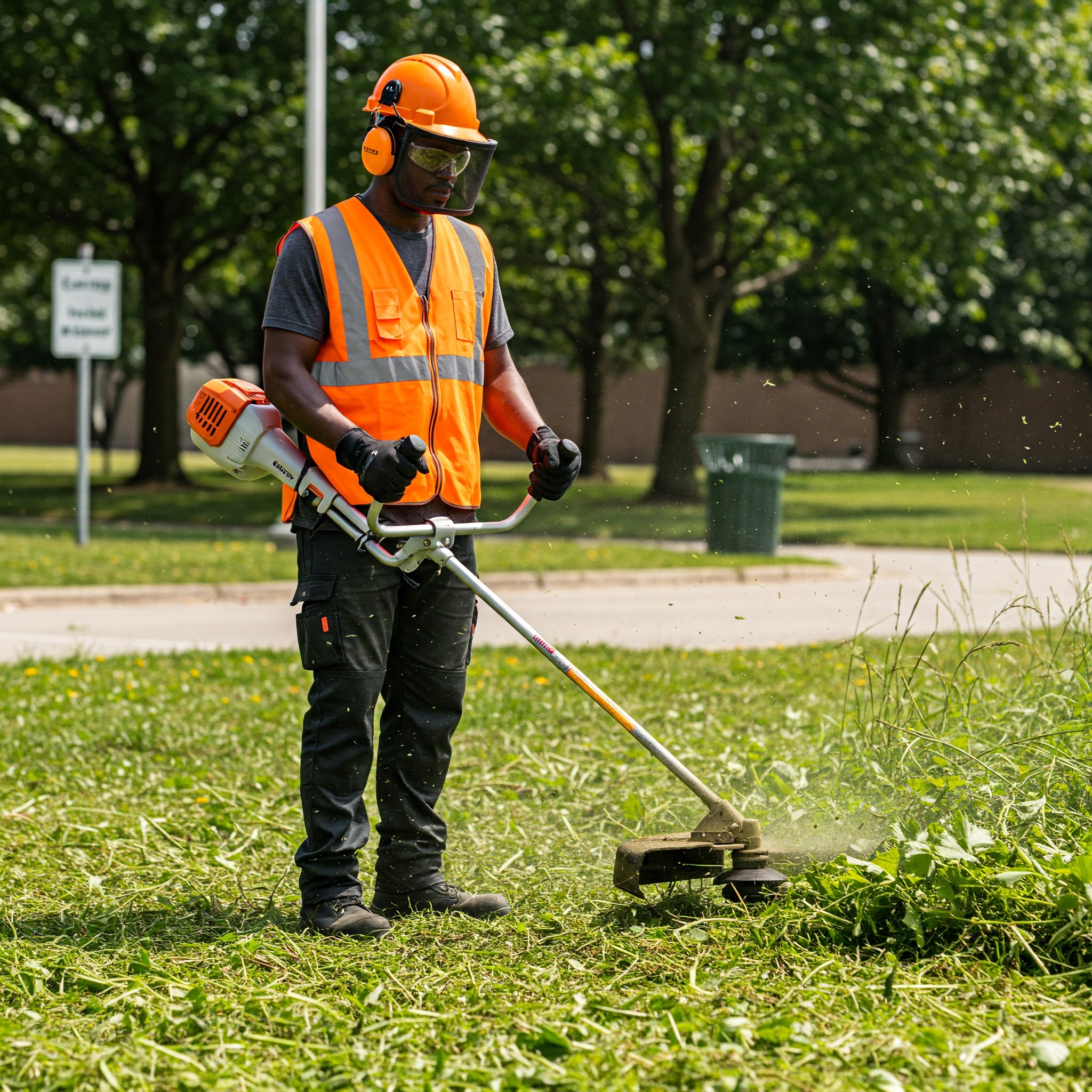 Man Using a Weed Wacker